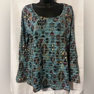 NWT Lularoe Large Geometric Patterned Teal Top